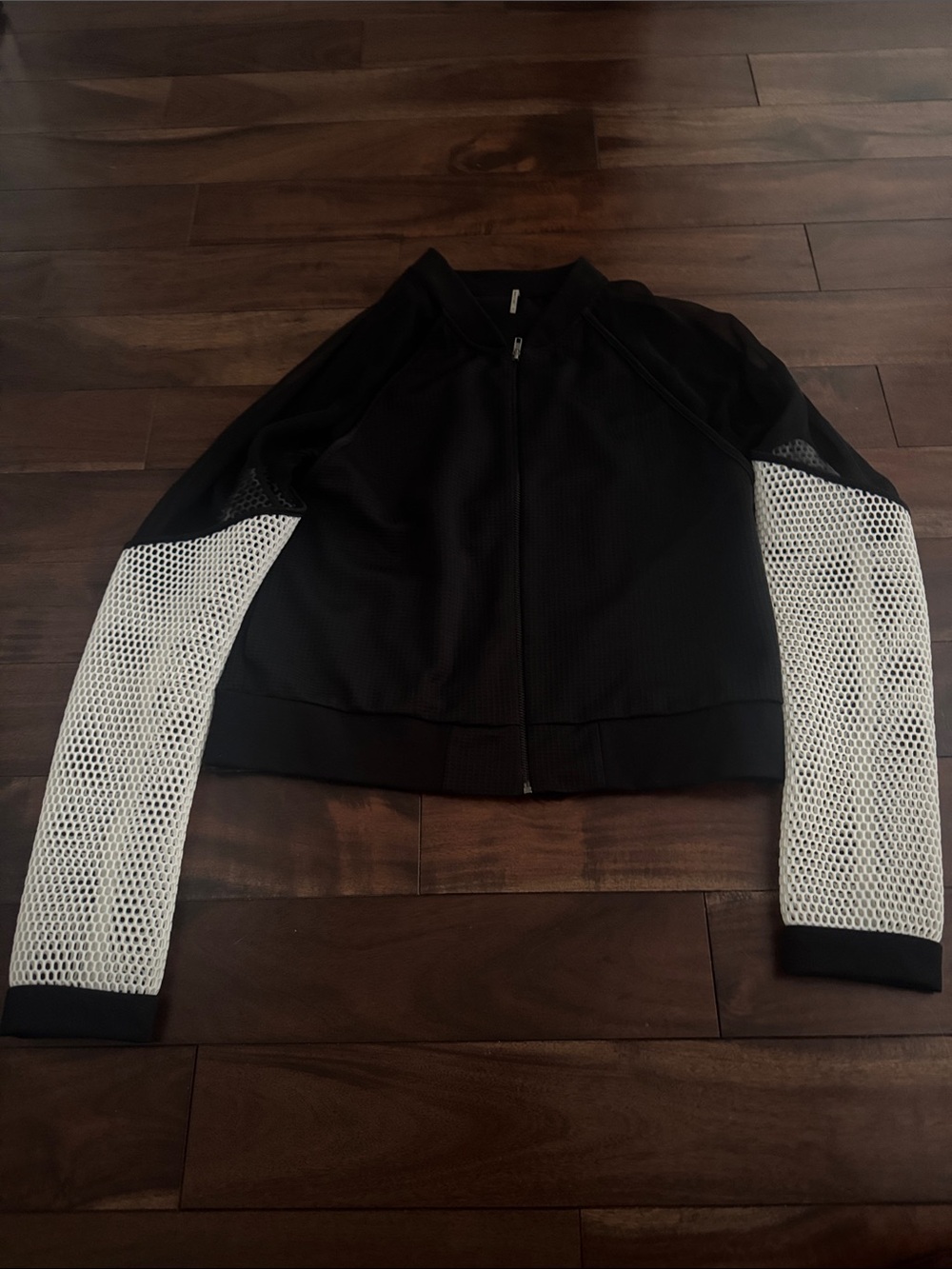 Heather Black Jacket with White Mesh Sleeves